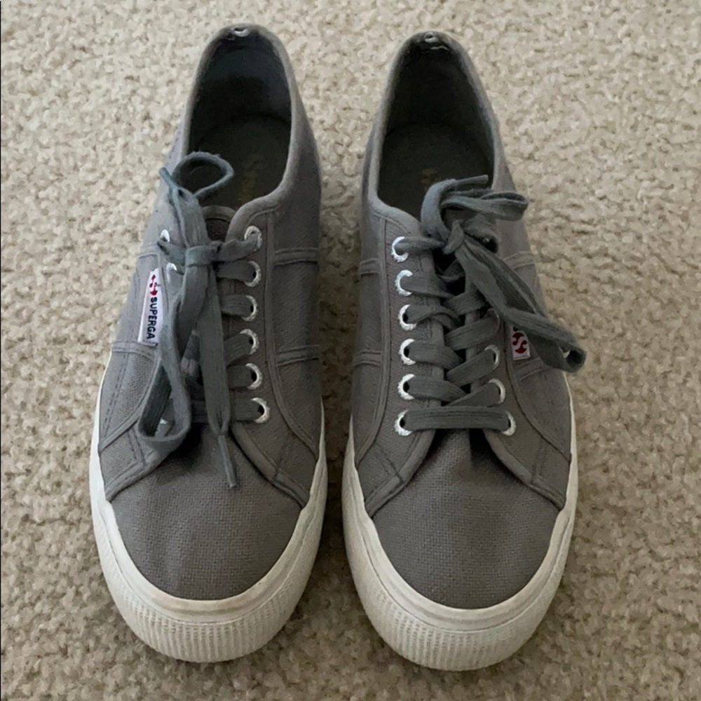 SUPERGA sage green platform sneakers size 8.5